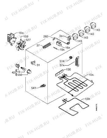 Взрыв-схема плиты (духовки) Electrolux EON399X - Схема узла Functional parts